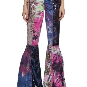 Club Exx Multicolor Tie-Dye Sequin Flare Pants